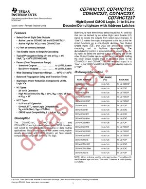 CD74HC137EE4 datasheet  